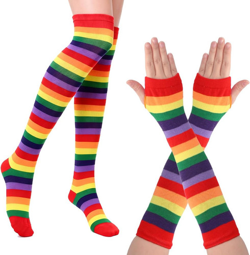 Bunte gestreifte overknees - bunte,